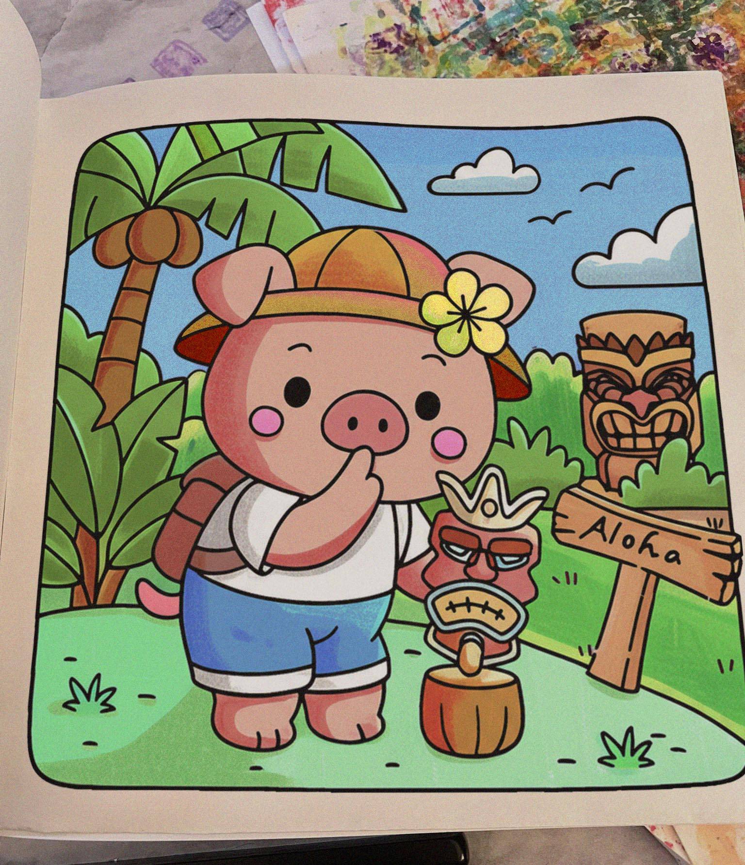 Hawaii Cuties Coloring Book - Cute Summer Animals Coloring Pages