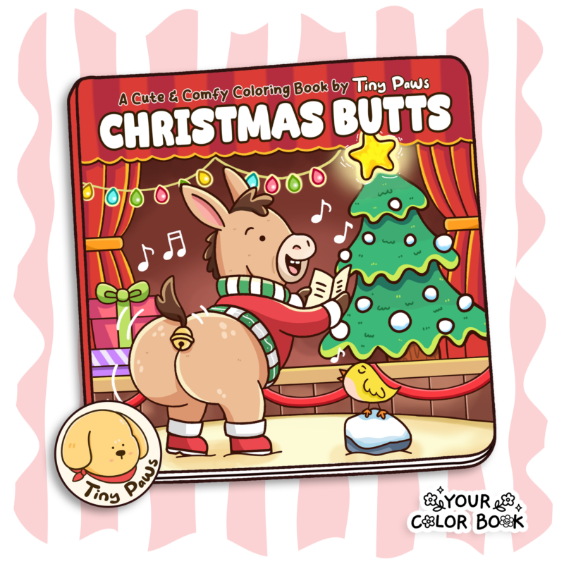 Christmas Butts Coloring Book - Adorable Animal Characters in Hilarious Poses Coloring Pages