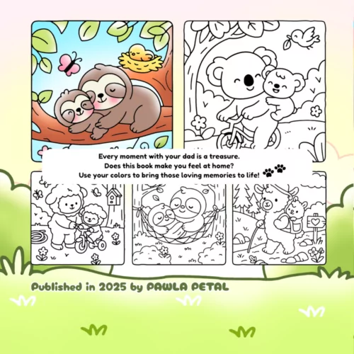 Dad Moments Coloring Book - Cute Animals Fathers Day Coloring Pages